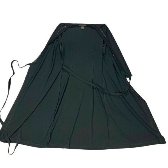 Nicole Miller Collection Wrap Dress Womens S Beaded Embroidered Sheer Hem Midi - Picture 10 of 16